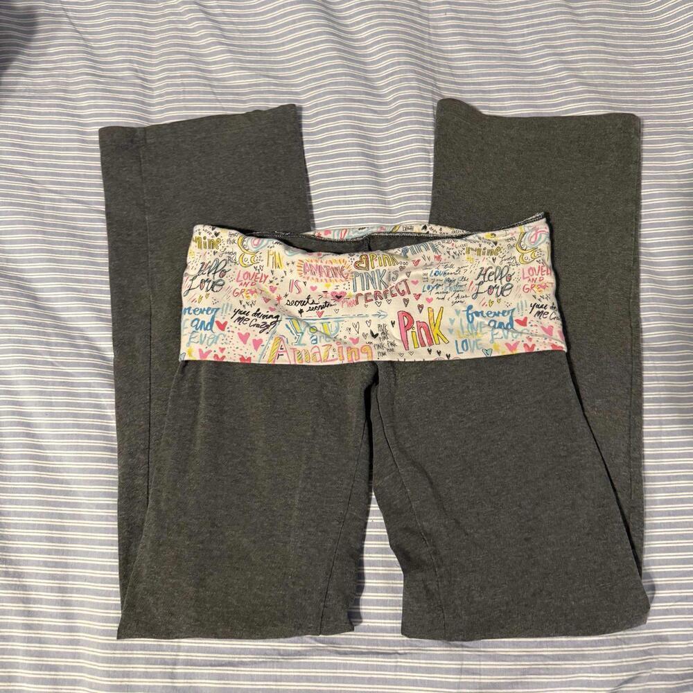 Y2K PINK Victoria's Secret Foldable Waist Flare Yoga Pants
